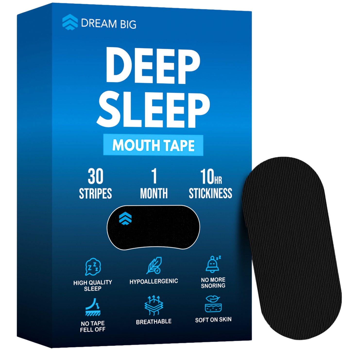Dream Big™ Mouth Tape for Sleeping (30 Pack) Micropore Tape Hypoallergenic, Pain-Free Removal, Soft Medical Grade Fabric & Latex Free, Optimized Rest & Recovery, Stops Snoring with Better Nasal Breathing